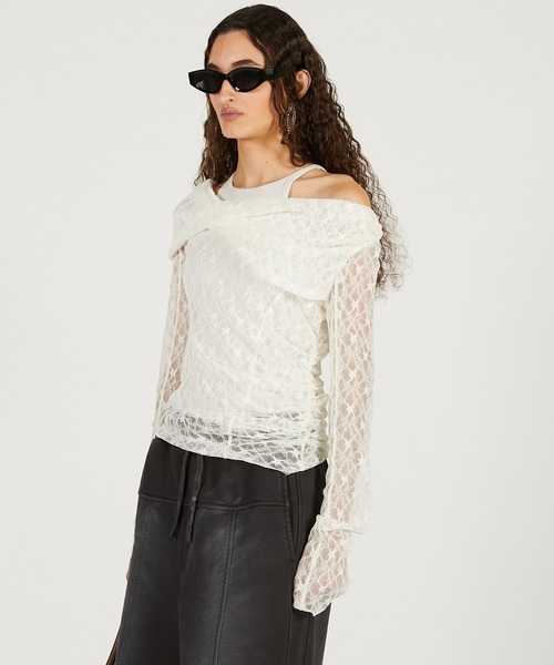 PRANK PROJECT（プランクプロジェクト）の「【2026Spring Pre-Order】オフショルダーレイヤードトップ / Off-Shoulder Layered Top（Tシャツ/カットソー・レディース・ブラック/ベージュ/ホワイト・FREE）」の11枚目の写真