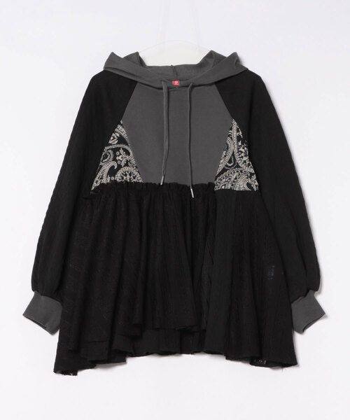 チャイハネ（チャイハネ）の「【チャイハネ】スラミィナフードトップス（パーカー・レディース・ブラック/オレンジ/ホワイト・FREE）」の3枚目の写真