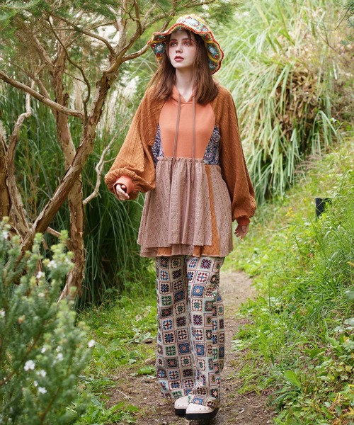 チャイハネ（チャイハネ）の「【チャイハネ】スラミィナフードトップス（パーカー・レディース・ブラック/オレンジ/ホワイト・FREE）」の9枚目の写真