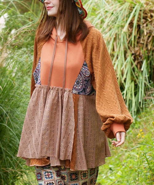 チャイハネ（チャイハネ）の「【チャイハネ】スラミィナフードトップス（パーカー・レディース・ブラック/オレンジ/ホワイト・FREE）」の14枚目の写真