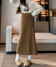 リブニットIラインロングスカート
