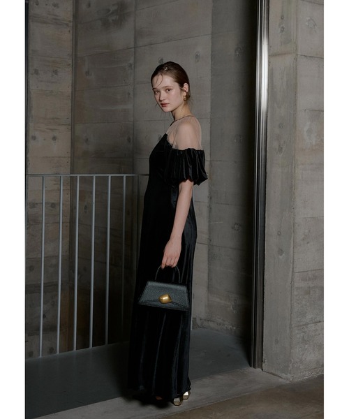LE'RURE(リルアー)の「Velour souffle sleeve dress(ドレス・レディース・ブラック/ブルーグレー・SMALL/MEDIUM/TALL)」の3枚目の写真