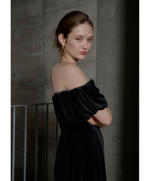 LE'RURE(リルアー)の「Velour souffle sleeve dress(ドレス・レディース・ブラック/ブルーグレー・SMALL/MEDIUM/TALL)」の5枚目の写真