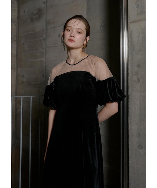 LE'RURE(リルアー)の「Velour souffle sleeve dress(ドレス・レディース・ブラック/ブルーグレー・SMALL/MEDIUM/TALL)」の6枚目の写真