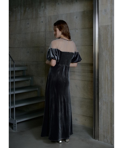 LE'RURE(リルアー)の「Velour souffle sleeve dress(ドレス・レディース・ブラック/ブルーグレー・SMALL/MEDIUM/TALL)」の10枚目の写真
