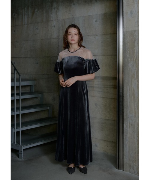 LE'RURE(リルアー)の「Velour souffle sleeve dress(ドレス・レディース・ブラック/ブルーグレー・SMALL/MEDIUM/TALL)」の11枚目の写真