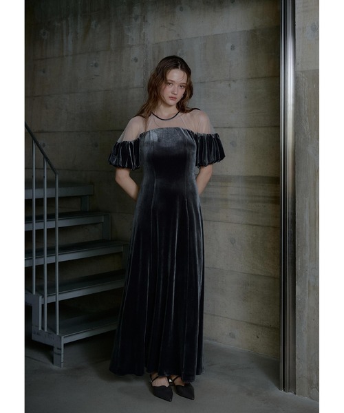 LE'RURE(リルアー)の「Velour souffle sleeve dress(ドレス・レディース・ブラック/ブルーグレー・SMALL/MEDIUM/TALL)」の9枚目の写真