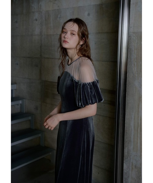 LE'RURE(リルアー)の「Velour souffle sleeve dress(ドレス・レディース・ブラック/ブルーグレー・SMALL/MEDIUM/TALL)」の12枚目の写真