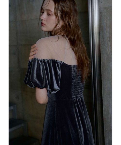 LE'RURE(リルアー)の「Velour souffle sleeve dress(ドレス・レディース・ブラック/ブルーグレー・SMALL/MEDIUM/TALL)」の13枚目の写真