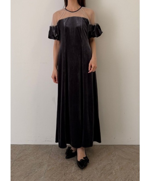 LE'RURE(リルアー)の「Velour souffle sleeve dress(ドレス・レディース・ブラック/ブルーグレー・SMALL/MEDIUM/TALL)」の15枚目の写真