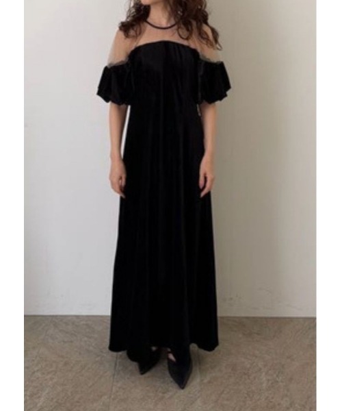 LE'RURE(リルアー)の「Velour souffle sleeve dress(ドレス・レディース・ブラック/ブルーグレー・SMALL/MEDIUM/TALL)」の16枚目の写真