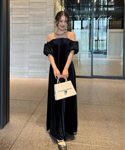 LE'RURE(リルアー)の「Velour souffle sleeve dress(ドレス・レディース・ブラック/ブルーグレー・SMALL/MEDIUM/TALL)」の19枚目の写真