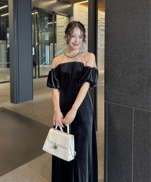 LE'RURE(リルアー)の「Velour souffle sleeve dress(ドレス・レディース・ブラック/ブルーグレー・SMALL/MEDIUM/TALL)」の17枚目の写真