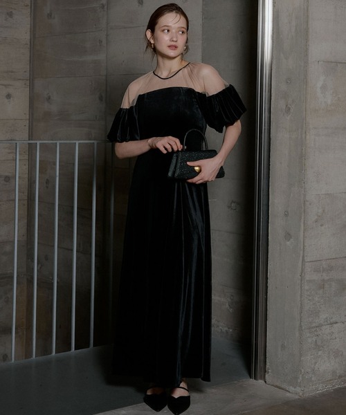 LE'RURE(リルアー)の「Velour souffle sleeve dress(ドレス・レディース・ブラック/ブルーグレー・SMALL/MEDIUM/TALL)」の21枚目の写真