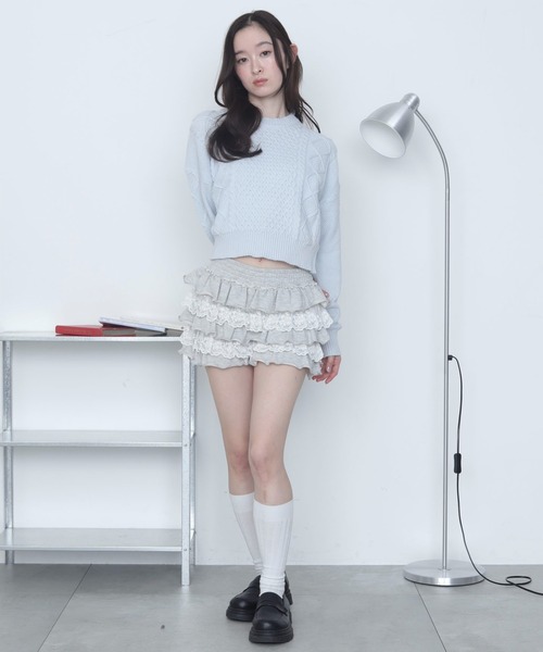 WEGO(ウィゴー)の「WEGO/【26年春新作】ケーブルニット(ニット/セーター・レディース・サックスブルー/ホワイト/グレー・MEDIUM/LARGE)」の10枚目の写真