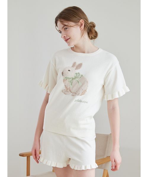 正規品♡ジェラートピケ ベビモコラビットジャガードプルオーバー オフホワイト ジェラートピケ gelato pique ベビモコラビットジャガードワンピース
