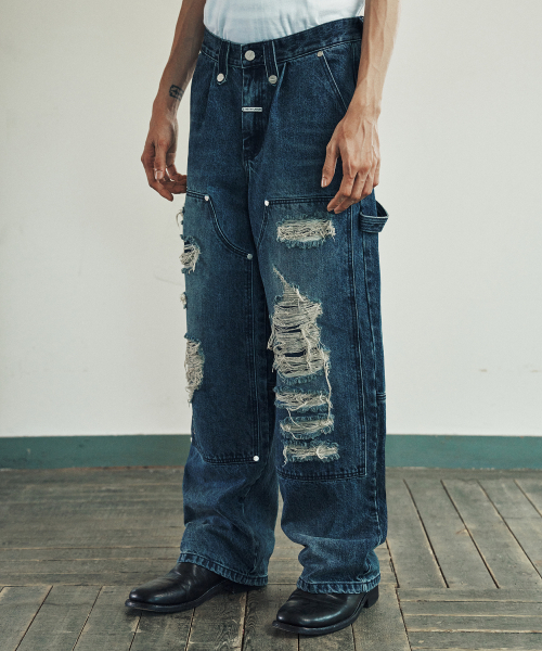 THEVINYLHOUSE(ザバイニルハウス)の「DESTROYED DOUBLE KNEE DENIM PANTS BLUE(デニムパンツ・メンズ・その他・S/M/L)」の7枚目の写真