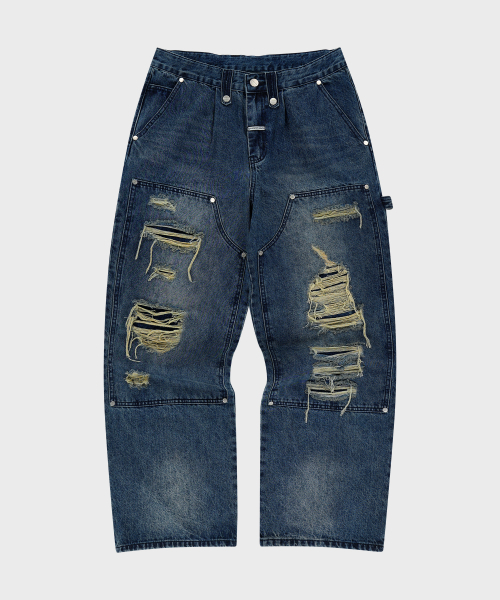 THEVINYLHOUSE(ザバイニルハウス)の「DESTROYED DOUBLE KNEE DENIM PANTS BLUE(デニムパンツ・メンズ・その他・S/M/L)」の3枚目の写真