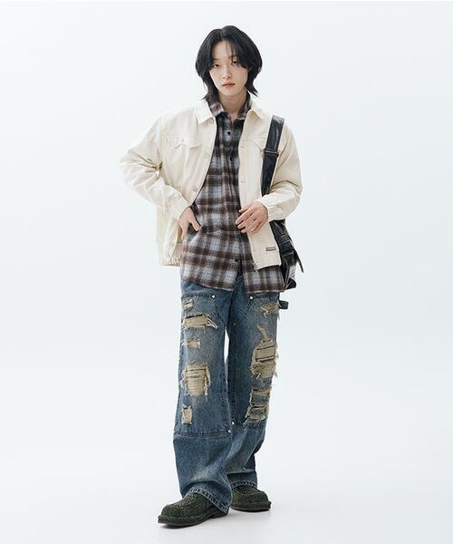 THEVINYLHOUSE(ザバイニルハウス)の「DESTROYED DOUBLE KNEE DENIM PANTS BLUE(デニムパンツ・メンズ・その他・S/M/L)」の5枚目の写真