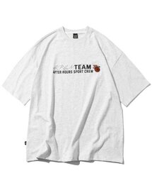 [20番手] バスケットボール刺繍半袖Tシャツ メランジホワイト