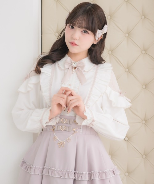 ROJITA(ロジータ)の「配色レースラッフルブラウス(シャツ/ブラウス・レディース・ボルドー/ホワイト/パープル/ブラック・FREE)」の10枚目の写真
