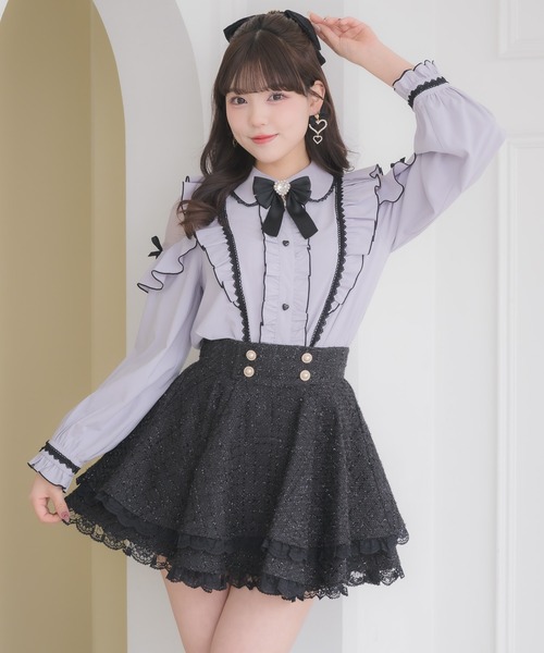 ROJITA(ロジータ)の「配色レースラッフルブラウス(シャツ/ブラウス・レディース・ボルドー/ホワイト/パープル/ブラック・FREE)」の15枚目の写真