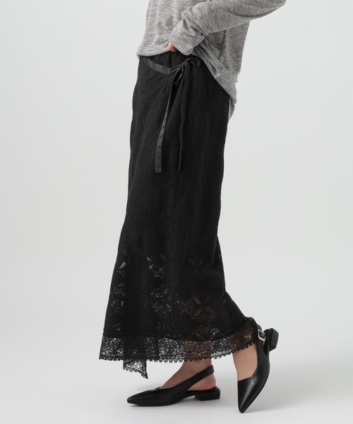BAYFLOW（ベイフロー）の「[ラップ見えデザイン]レースラップスカート（スカート・レディース・ブラック/ホワイト・FREE）」の2枚目の写真