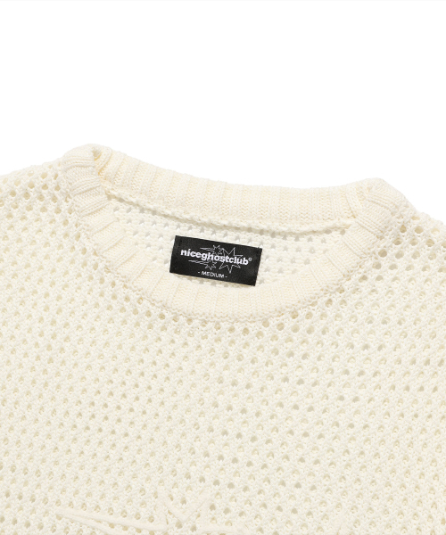 NICE GHOST CLUB(ナイスゴーストクラブ)の「3STARS L/S KNIT TEE_WHITE(NG2FSUK601A)(ニット/セーター・レディース・その他・S/M/L)」の3枚目の写真