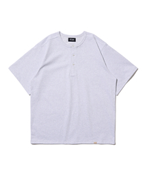 ヘンリーネッククールエアロ半袖Tシャツ(ライトグレー)