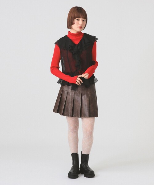 Ray BEAMS（レイビームス）の「ラッフルカラー ノースリーブ ブラウス（シャツ/ブラウス・レディース・オフホワイト/ブラック・ONE SIZE）」の12枚目の写真