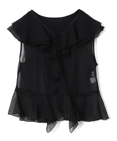 Ray BEAMS（レイビームス）の「ラッフルカラー ノースリーブ ブラウス（シャツ/ブラウス・レディース・オフホワイト/ブラック・ONE SIZE）」の16枚目の写真