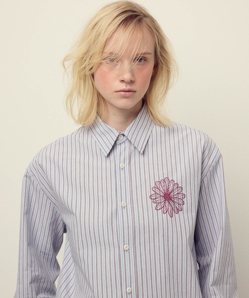 Mardi Mercredi(マルディメクルディ)の「COTTON SHIRT STRIPE / コットン シャツ ストライプ(シャツ/ブラウス・レディース・ピンク/ブルー・FREE)」の8枚目の写真