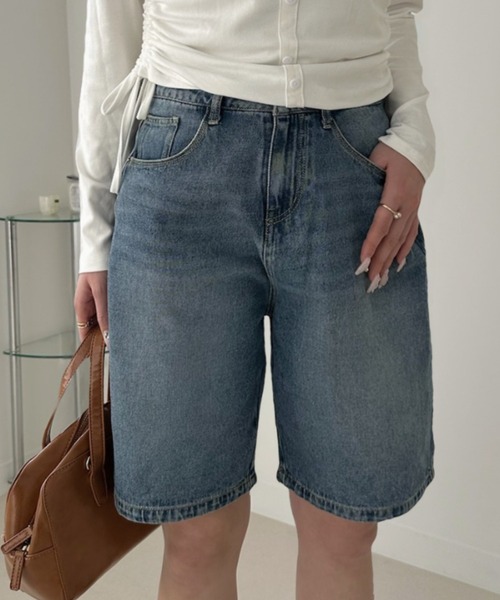 TREOVER(トレオーバー)の「カジュアルになりすぎない大人のデニムハーフパンツ(デニムパンツ・レディース・ブルー/ブラック/ライトブルー・MEDIUM/LARGE/LL)」の3枚目の写真