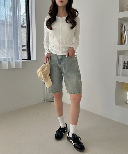 TREOVER(トレオーバー)の「カジュアルになりすぎない大人のデニムハーフパンツ(デニムパンツ・レディース・ブルー/ブラック/ライトブルー・MEDIUM/LARGE/LL)」の6枚目の写真
