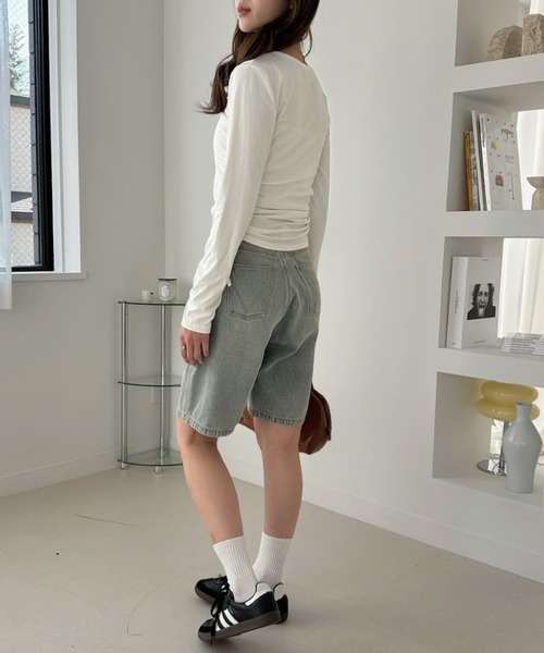 TREOVER(トレオーバー)の「カジュアルになりすぎない大人のデニムハーフパンツ(デニムパンツ・レディース・ブルー/ブラック/ライトブルー・MEDIUM/LARGE/LL)」の7枚目の写真