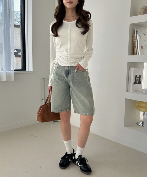 TREOVER(トレオーバー)の「カジュアルになりすぎない大人のデニムハーフパンツ(デニムパンツ・レディース・ブルー/ブラック/ライトブルー・MEDIUM/LARGE/LL)」の8枚目の写真