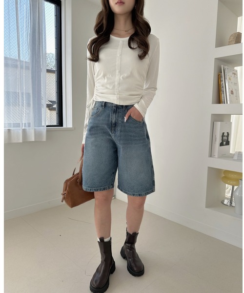 TREOVER(トレオーバー)の「カジュアルになりすぎない大人のデニムハーフパンツ(デニムパンツ・レディース・ブルー/ブラック/ライトブルー・MEDIUM/LARGE/LL)」の9枚目の写真