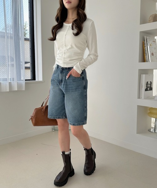 TREOVER(トレオーバー)の「カジュアルになりすぎない大人のデニムハーフパンツ(デニムパンツ・レディース・ブルー/ブラック/ライトブルー・MEDIUM/LARGE/LL)」の10枚目の写真