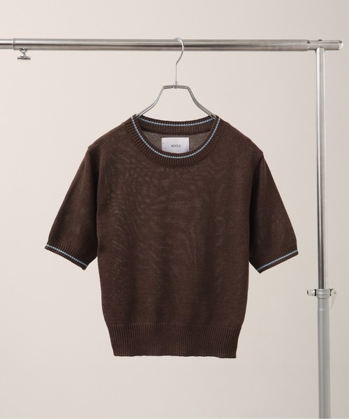 NOGLE（ノグル）の「【NOGLE/ノグル】配色ラインサマーニット（ニット/セーター・レディース・チャコールグレー/ミント/ネイビー系/ダークブラウン系・FREE）」の7枚目の写真