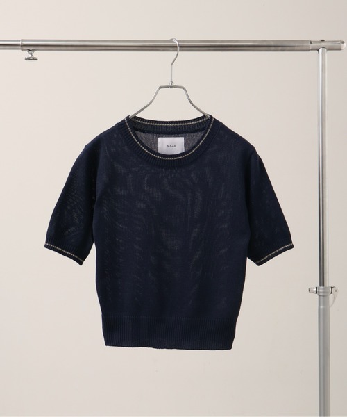 NOGLE（ノグル）の「【NOGLE/ノグル】配色ラインサマーニット（ニット/セーター・レディース・チャコールグレー/ミント/ネイビー系/ダークブラウン系・FREE）」の8枚目の写真