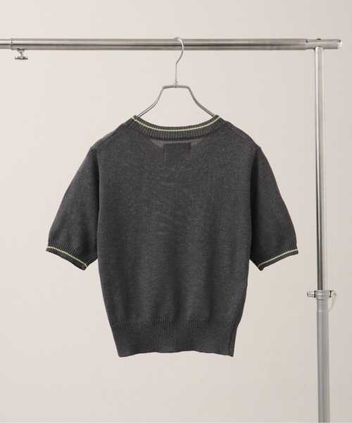 NOGLE（ノグル）の「【NOGLE/ノグル】配色ラインサマーニット（ニット/セーター・レディース・チャコールグレー/ミント/ネイビー系/ダークブラウン系・FREE）」の6枚目の写真