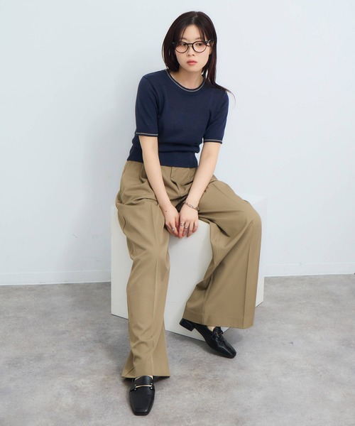 NOGLE（ノグル）の「【NOGLE/ノグル】配色ラインサマーニット（ニット/セーター・レディース・チャコールグレー/ミント/ネイビー系/ダークブラウン系・FREE）」の22枚目の写真