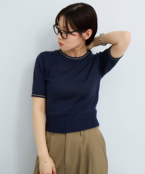 NOGLE（ノグル）の「【NOGLE/ノグル】配色ラインサマーニット（ニット/セーター・レディース・チャコールグレー/ミント/ネイビー系/ダークブラウン系・FREE）」の19枚目の写真