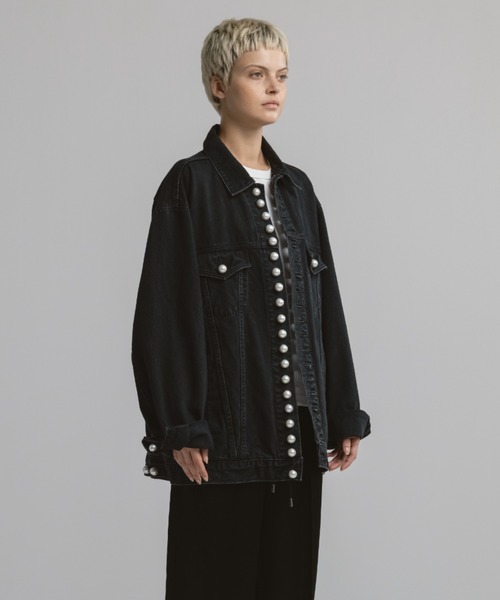 CINOH(チノ)の「PEARL DENIM JACKET(デニムジャケット・レディース・ブラック・38/36)」の8枚目の写真