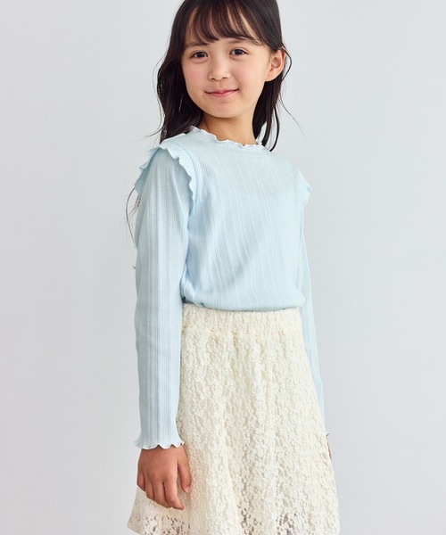 ROPE' PICNIC（ロペピクニック）の「【KIDS/キッズ】プチフリルカットソートップス（Tシャツ/カットソー・キッズ・サックスブルー/ブラック/キナリ・S/L/M）」の3枚目の写真