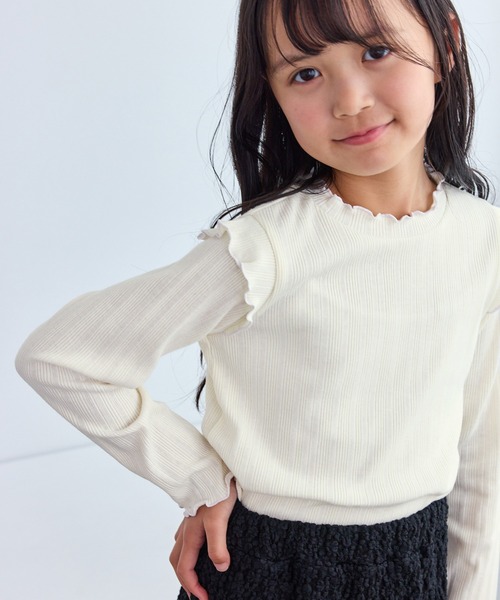 ROPE' PICNIC（ロペピクニック）の「【KIDS/キッズ】プチフリルカットソートップス（Tシャツ/カットソー・キッズ・サックスブルー/ブラック/キナリ・S/L/M）」の2枚目の写真