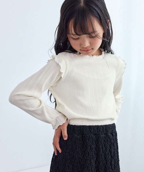 ROPE' PICNIC（ロペピクニック）の「【KIDS/キッズ】プチフリルカットソートップス（Tシャツ/カットソー・キッズ・サックスブルー/ブラック/キナリ・S/L/M）」の10枚目の写真