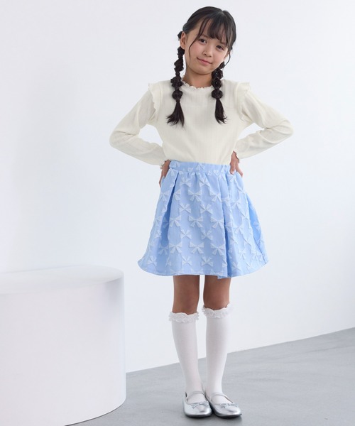 ROPE' PICNIC（ロペピクニック）の「【KIDS/キッズ】プチフリルカットソートップス（Tシャツ/カットソー・キッズ・サックスブルー/ブラック/キナリ・S/L/M）」の13枚目の写真