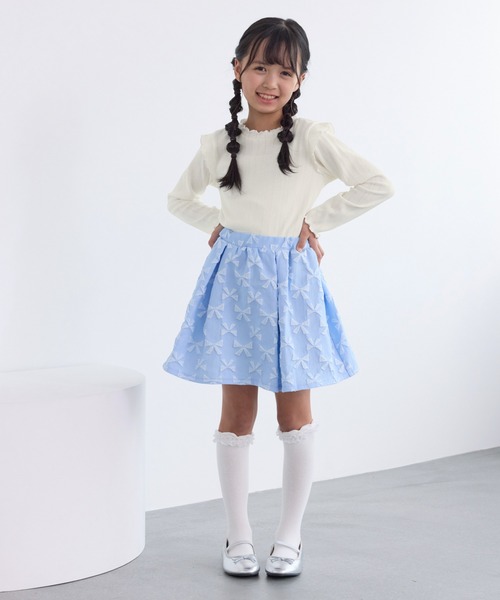ROPE' PICNIC（ロペピクニック）の「【KIDS/キッズ】プチフリルカットソートップス（Tシャツ/カットソー・キッズ・サックスブルー/ブラック/キナリ・S/L/M）」の14枚目の写真