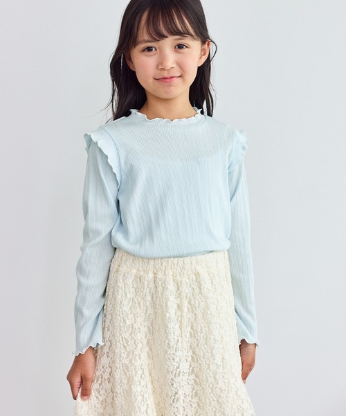 ROPE' PICNIC（ロペピクニック）の「【KIDS/キッズ】プチフリルカットソートップス（Tシャツ/カットソー・キッズ・サックスブルー/ブラック/キナリ・S/L/M）」の19枚目の写真